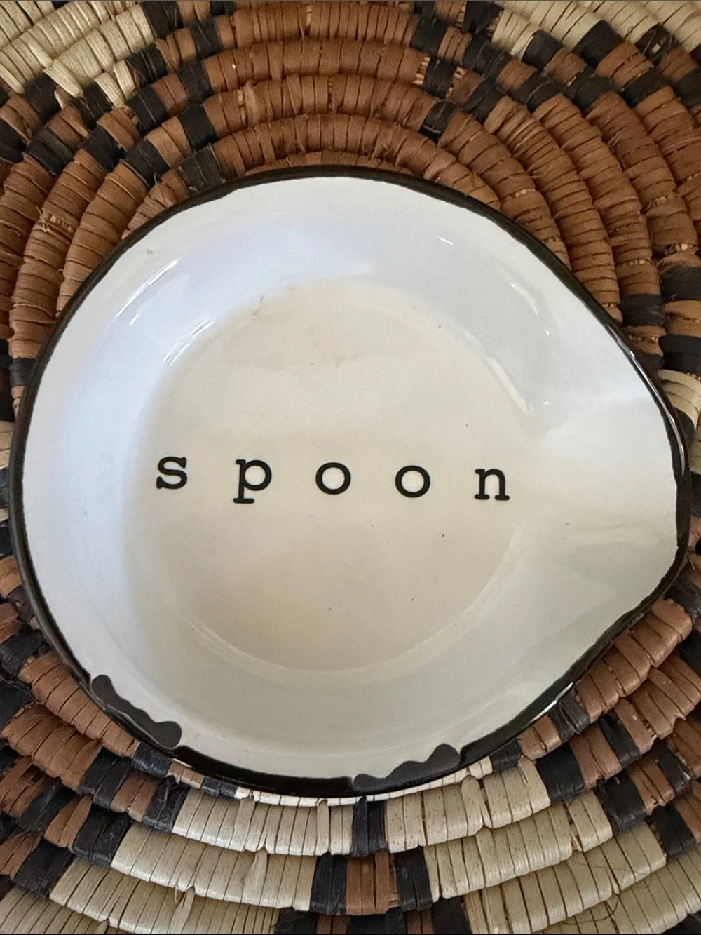 Magnolia Black and White Distressed Stoneware Spoon Rest
